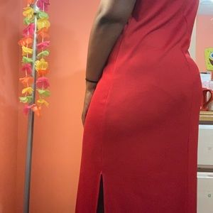 Red ankle length dress